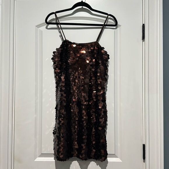 A New Day Brown Sequined Holiday Dress. Sz S - Picture 1 of 4
